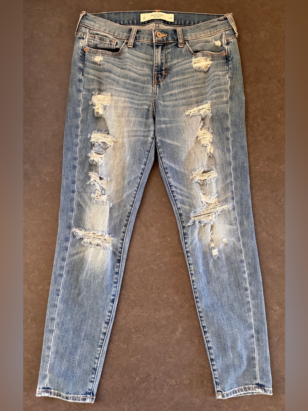 Abercrombie & Fitch Light Blue Ripped Skinny Jeans